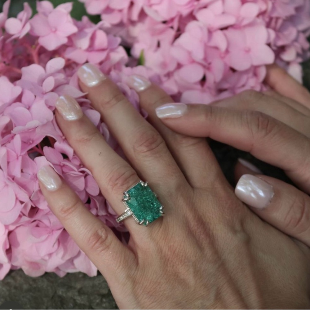 Sea Green Gemstone Sterling Silver Ring